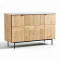 Wooden sideboard with storage cabinets and black metal legs 90 x 45 x 75cm