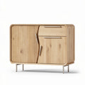 Wooden sideboard cabinet with two doors and one drawer in natural finish 80 x 40 x 85cm