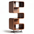 Wooden bookshelf with open storage design 60 x 30 x 120cm in brown finish