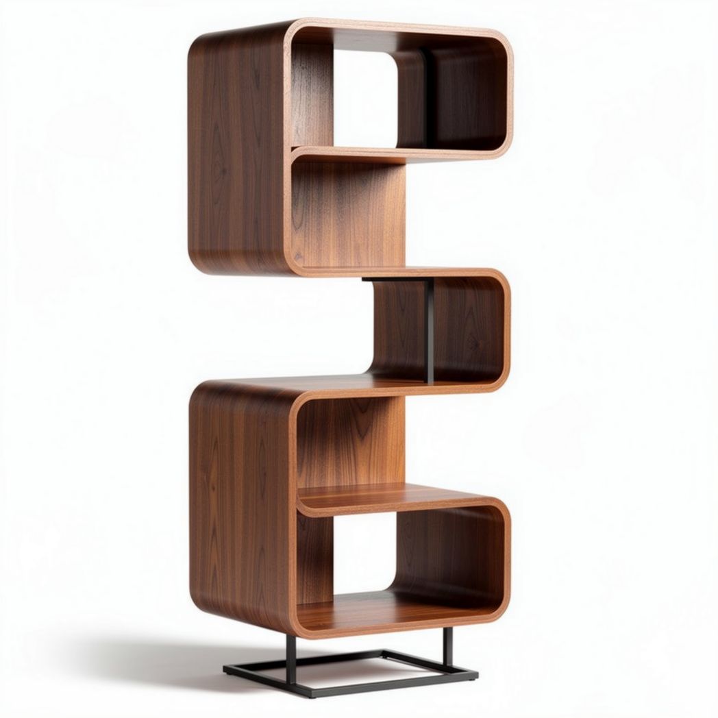Wooden bookshelf with open storage design 60 x 30 x 120cm in brown finish