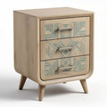 Wooden nightstand with three drawers and geometric design 40 x 30 x 60cm