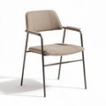 Fabric dining chair with armrests in taupe color and metal frame 45 x 55 x 85cm